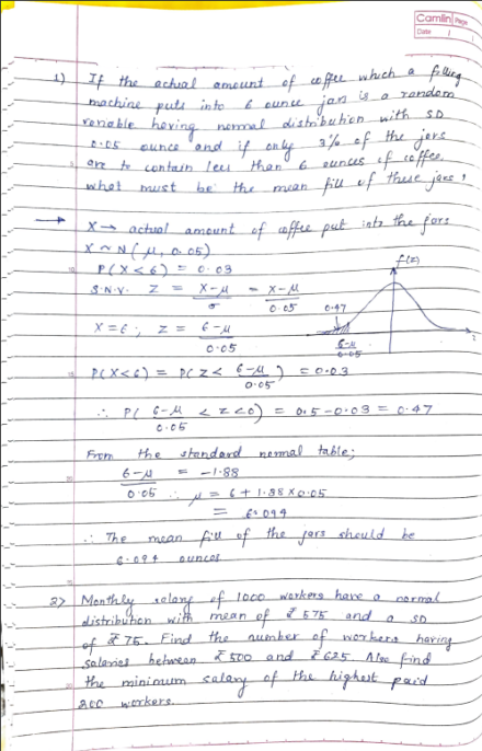Probability and Statistics Sample questions and solutions 1