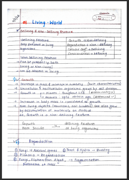 Living World Handwritten Notes PDF for NEET