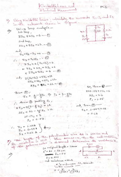 Kirchhoff's law and electrical measurement - solved numerical - class - 12