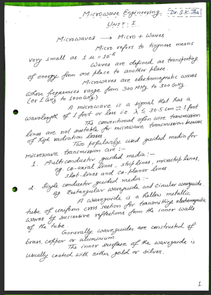 Microwave Engineering notes-Dr. S. K. Jha - SHN Handwritten Notes